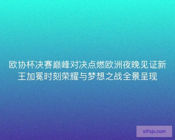 欧协杯决赛巅峰对决点燃欧洲夜晚见证新王加冕时刻荣耀与梦想之战全景呈现 欧协杯决赛巅峰对决点燃欧洲夜晚见证新王加冕时刻荣耀与梦想之战全景呈现