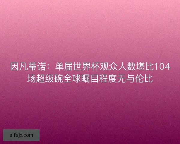 因凡蒂诺：单届世界杯观众人数堪比104场超级碗全球瞩目程度无与伦比