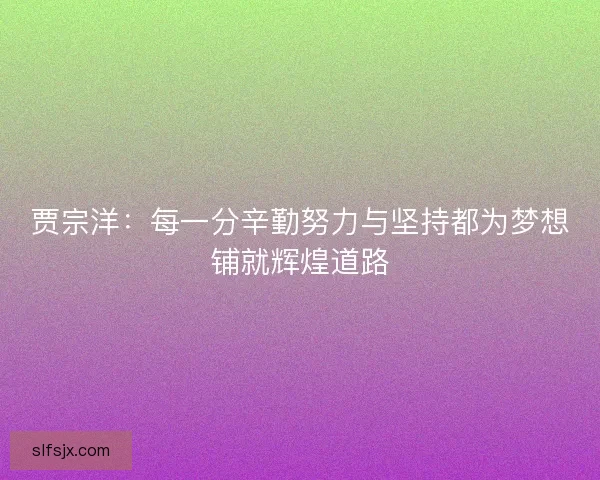 贾宗洋：每一分辛勤努力与坚持都为梦想铺就辉煌道路