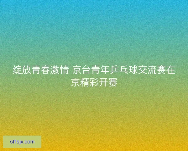 绽放青春激情 京台青年乒乓球交流赛在京精彩开赛