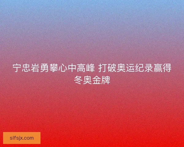 宁忠岩勇攀心中高峰 打破奥运纪录赢得冬奥金牌