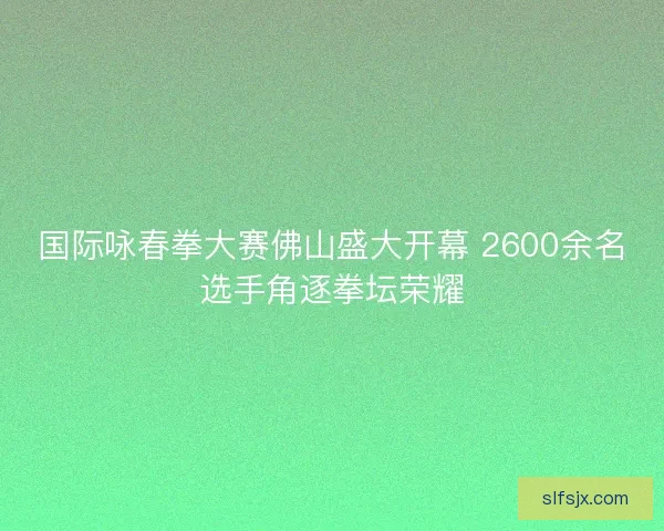 国际咏春拳大赛佛山盛大开幕 2600余名选手角逐拳坛荣耀